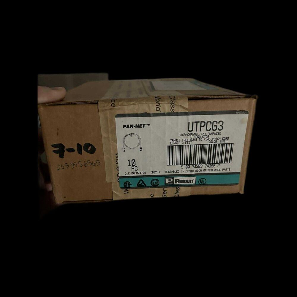 (10) Pan-Net Panduit UTPCG3 3ft White Giga-channel RJ45 to RJ45 Patch Cord new